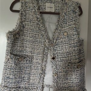 Women's Tweed Vest - Blue and White